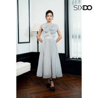 Áo sơ mi sát nách SIXDO (White Check Bowtie Top)
