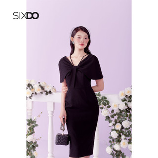 Đầm midi dệt thoi (Black Cape Midi Woven Dress)