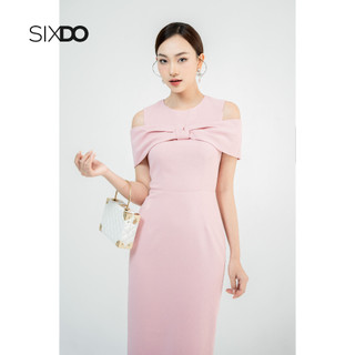 Đầm khoét vai SIXDO (Pink Cape Midi Woven Dress)