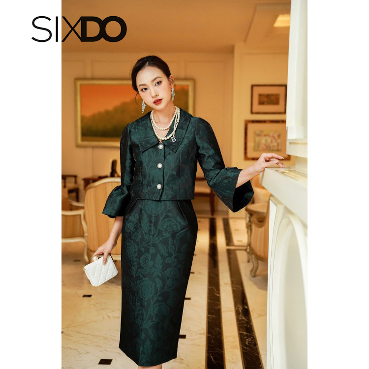 Chân váy midi gấm thanh lịch SIXDO (Midi Brocade Skirt)
