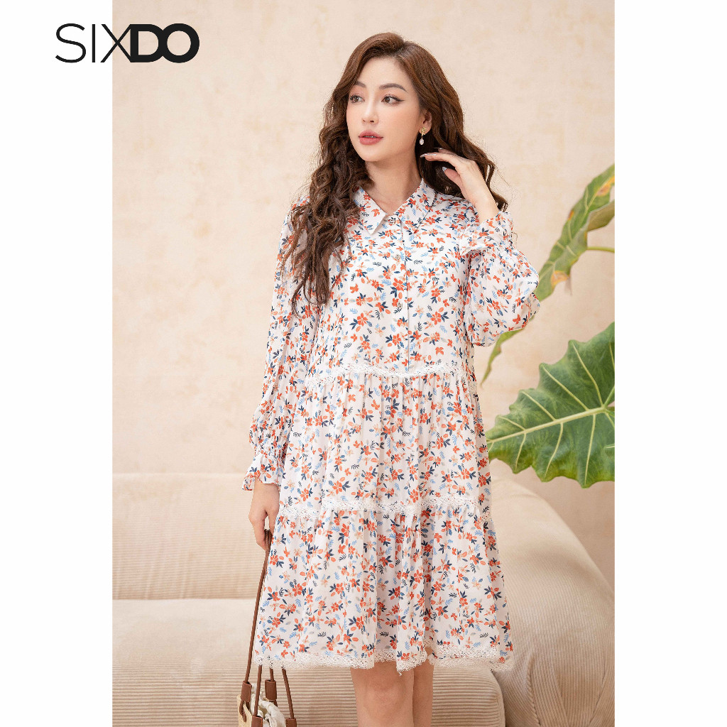 Đầm hoa babydoll SIXDO (Floral Midi Woven Dress)
