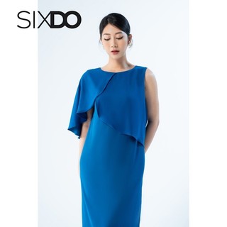 Đầm lụa midi freesize xanh biển đậm thời trang SIXDO (Dark Blue Midi Silk Dress)