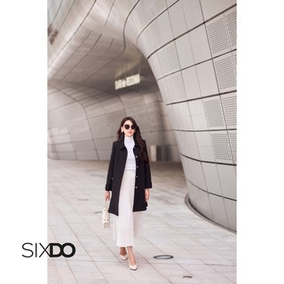 Áo khoác dáng dài SIXDO (Black Plaid Long Woven Coat)