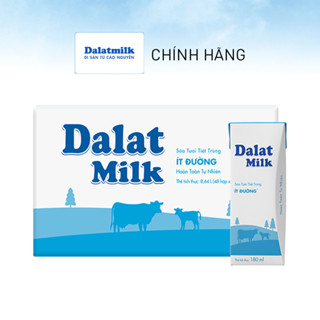 [LIVE STREAM] Thùng 48 hộp sữa tươi tiệt trùng Dalatmilk ít đường 180 ml (180 ml x 48)