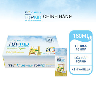 [23.10 Bảo Thy x TH true mart] Thùng 48 hộp sữa tươi tiệt trùng TOPKID kem vanilla tự nhiên TH True Milk 180ml