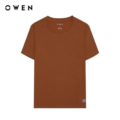 OWEN - Áo Tshirt ngắn tay Body Fit TSN233234 màu Nâu chất liệu COTTON MODAL