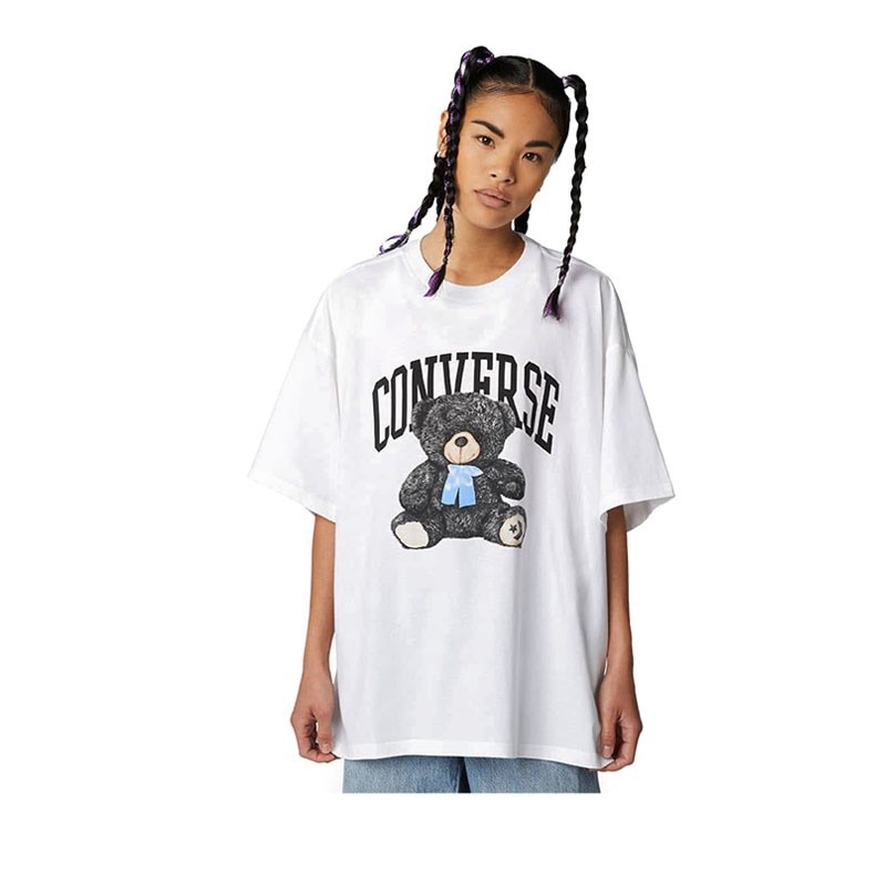 Áo Thun Converse Oversized Teddy Bear Tee Women's - White
