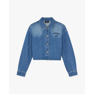 MLB - Áo sơ mi denim nữ cổ bẻ tay dài Varsity Culsive_3FDRV0144-50INS