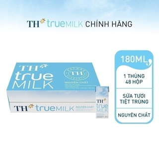 [LIVE STREAM] Thùng 48 hộp sữa tươi tiệt trùng TH true MILK nguyên chất 180 ml (180 ml x 48)