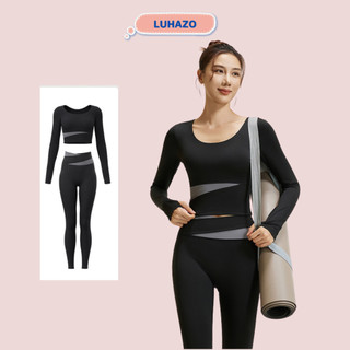  Đồ tập gym nữ LUHAZO set quần áo tập yoga thể dục picklebal thể thao tay dài hàng QC cao cấp MC02+MK02 T4T1 