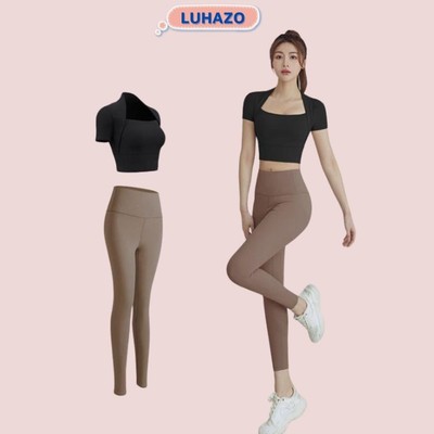Đồ tập gym nữ yoga LUHAZO chất xịn kiểu vắt vai thể thao năng động co giãn thấm hút MD042 T1T1 Pickleball