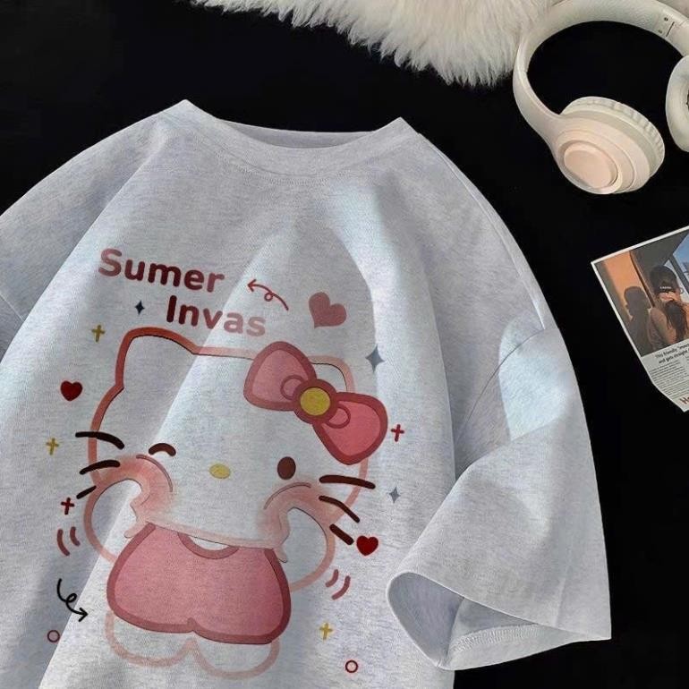 Áo Thun Phông Nam Nữ Tay Lỡ Form To Hoạt hình hello kitty cute chất su UT