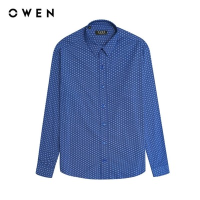 OWEN - Áo sơ mi dài tay Regularfit AR240735D màu Xanh chất liệu Viscose