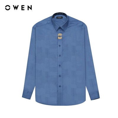 OWEN - Áo sơ mi dài tay Slim Fit AS240523D màu Xanh đậm chất liệu Bamboo