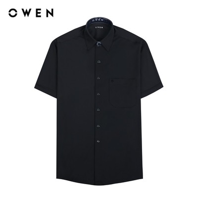 OWEN - Áo sơ mi ngắn tay Regular Fit AR230343NT màu Đen chất liệu Bamboo-Polyester