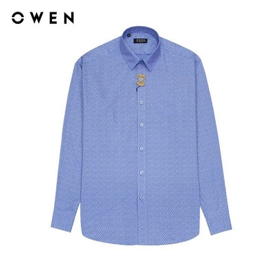 OWEN - Áo sơ mi dài tay Slim Fit AS230681D màu Xanh chất liệu Bamboo