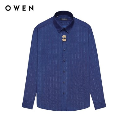 OWEN - Áo sơ mi dài tay Slim Fit AS230670D màu Navy chất liệu Bamboo-Polyester