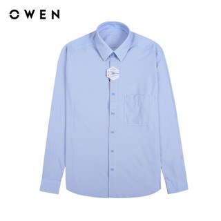  OWEN Premium - Áo sơ mi dài tay Regularfit AR230515DT màu Xanh chất liệu Nylon - Spandex 