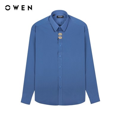 OWEN - Áo sơ mi dài tay Slim Fit AS230652D màu Xanh chất liệu Bamboo