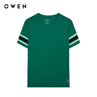OWEN - Áo Tshirt ngắn tay Body Fit TSN231460 màu Xanh lá chất liệu CVC Spandex