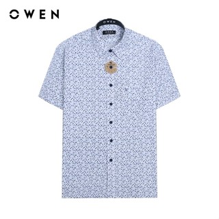 OWEN - Áo sơ mi ngắn tay Body Fit AB230715NT màu Trắng chất liệu Cafe