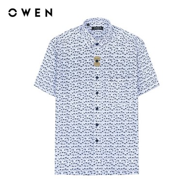 OWEN - Áo sơ mi ngắn tay Body Fit AB230627NT màu Trắng chất liệu Bamboo