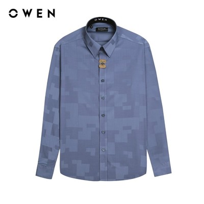 OWEN - Áo sơ mi dài tay Slim Fit AS230564D màu Ghi chất liệu Bamboo