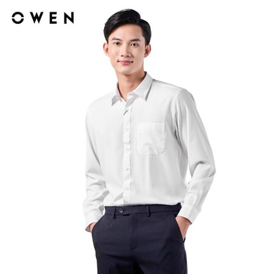 OWEN - Áo sơ mi dài tay Regular Fit AR230321DT-S màu Trắng chất liệu Cafe T-Cool