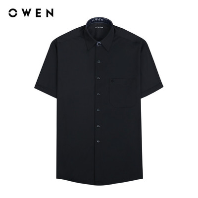 OWEN - Áo sơ mi ngắn tay Regular Fit AR230339NT màu Đen chất liệu Nano