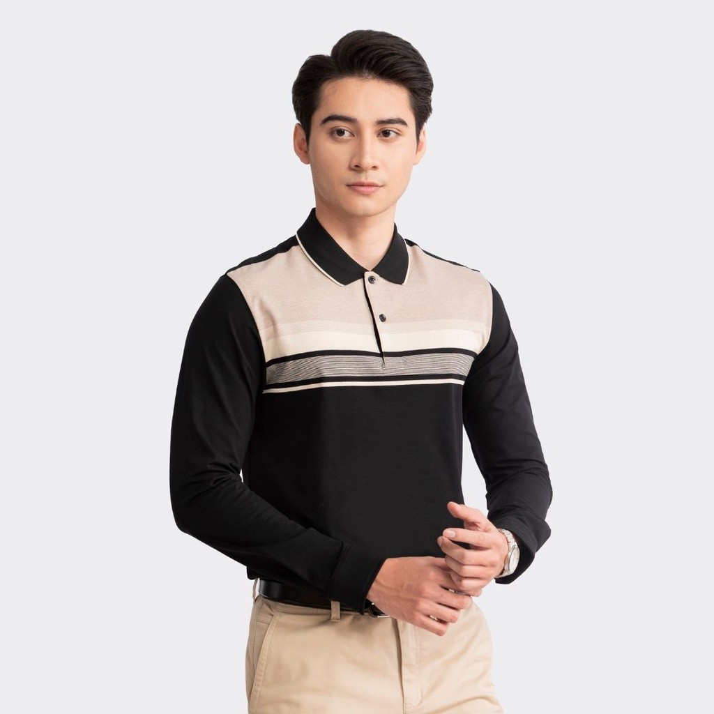 Áo thun có cổ dài tay Aristino for Boss dáng regular fit, màu sắc trang nhã, thanh lịch - 1LP003W2