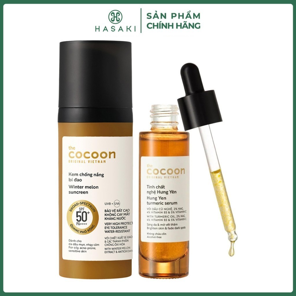 Combo Cocoon Kem Chống Nắng Bí Đao & Tinh Chất Nghệ Hưng Yên Hasaki Sản Phẩm Chính Hãng