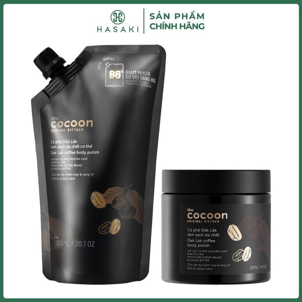 Combo Cocoon Tẩy Da Chết Toàn Thân Từ Cà Phê Đắk Lắk Hasaki Sản Phẩm Chính Hãng