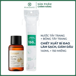 Combo Nước Tẩy Trang Cocoon Bí Đao 140ml + Bông Tẩy Trang Hotosu 150 Miếng Hasaki Sản Phẩm Chính Hãng