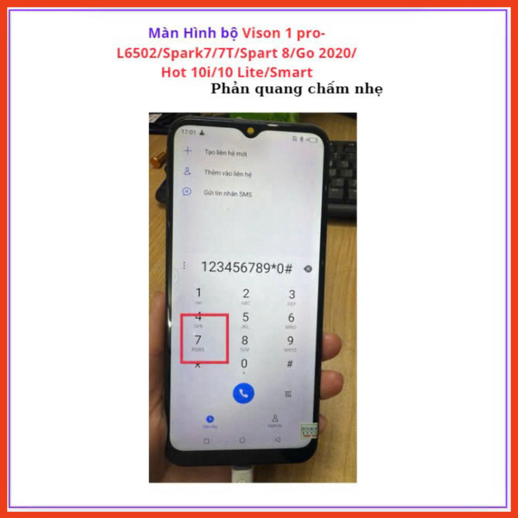 Màn hình Vison 1 Pro L6502/Spark 7/7T/Spart 8/Go 2020/Hot 10i, Màn Phản Quang Hồng Nhẹ