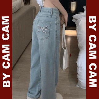 Quần Jean Nữ Ống Rộng Hottrend Họa Tiết Nơ Đằng Sau Hách Dáng Cao Cấp Thiết Kế Dáng Thể Thao Trẻ Trung Năng Động