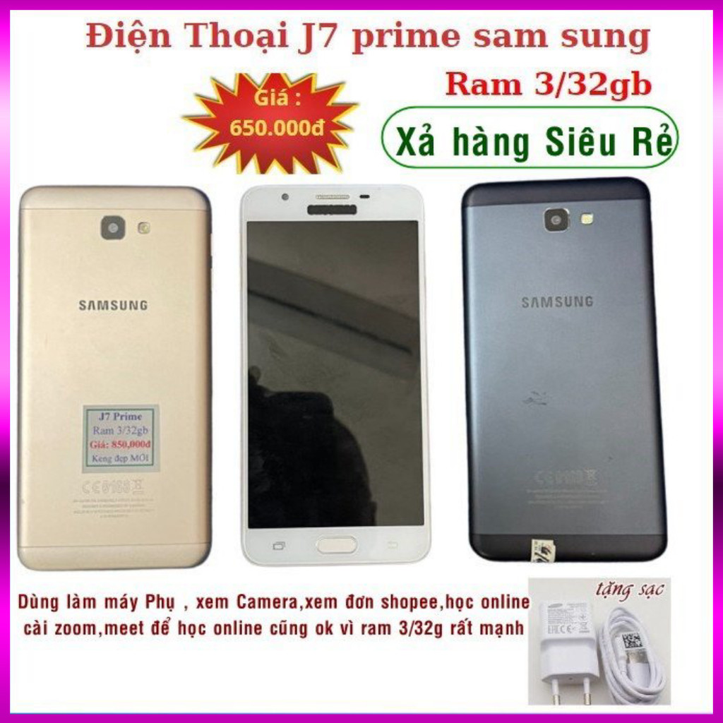 Điện thoại sam sung j7 prime, ram 3/32Gb,dùng làm máy phụ,cài camera,học online,ram3/32g quá ổn ,hàn