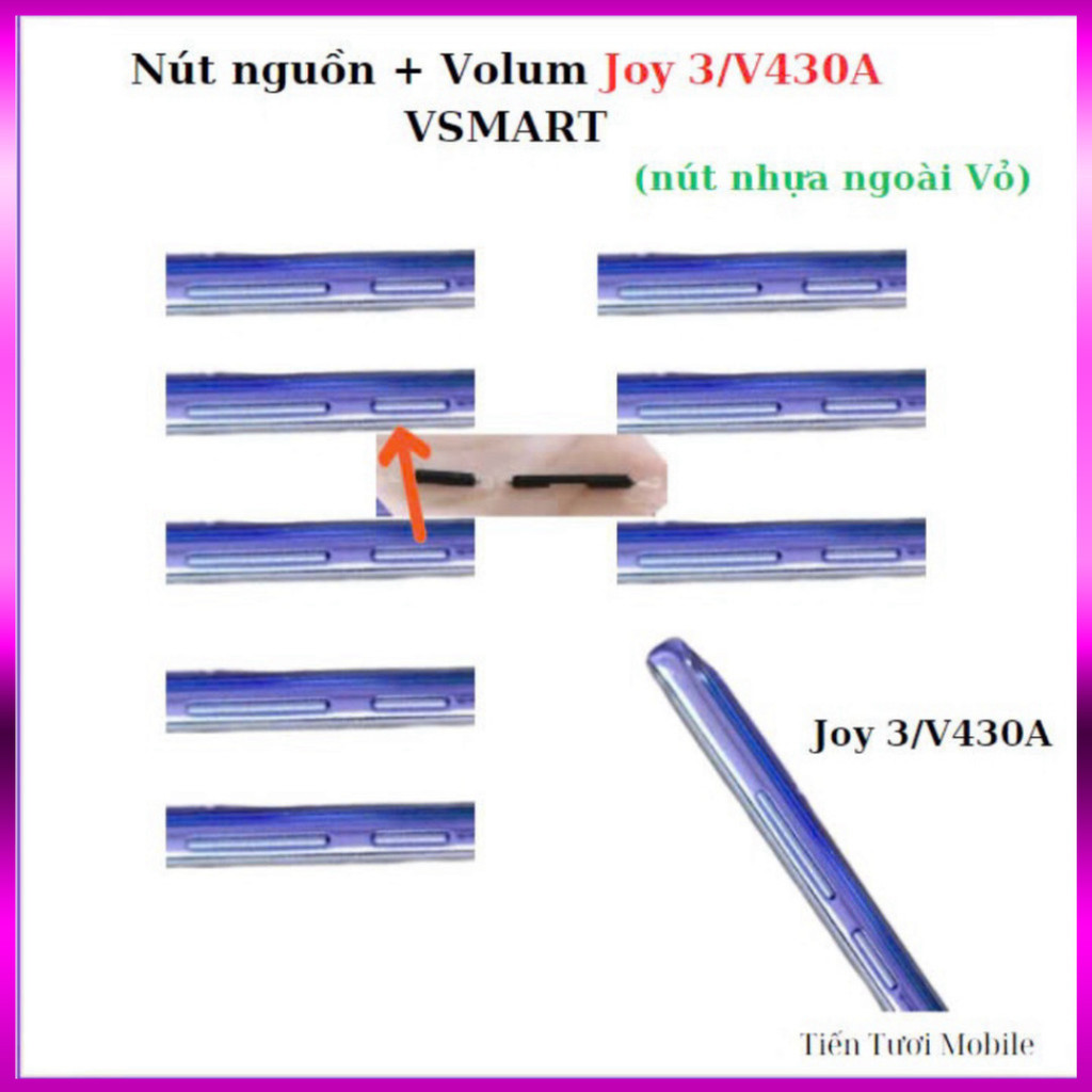 Nút nguon+ VoLum Vsmart Joy 3/v430a (nút nhựa ngoài vỏ) ,hàng mới về ,mới cập nhập