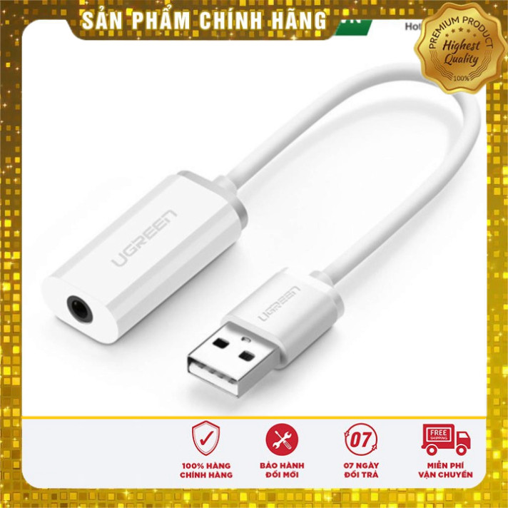 Card sound USB 2.0 to 3.5mm Mic & Loa Ugreen 30712 chính hãng