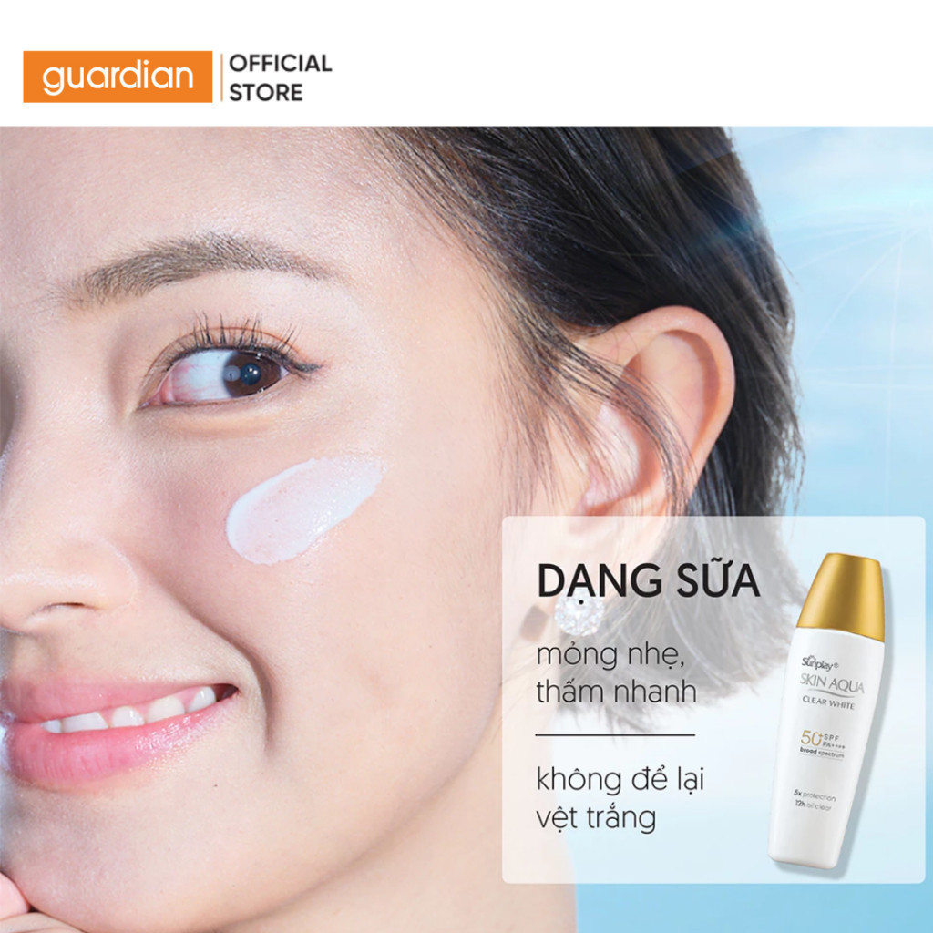 Sữa Chống Nắng Hỗ Trợ Dưỡng Da Trắng Mịn Sunplay Skin Aqua Clear White Spf50+ Pa++++ Guardian 55gr | BigBuy360 - bigbuy360.vn