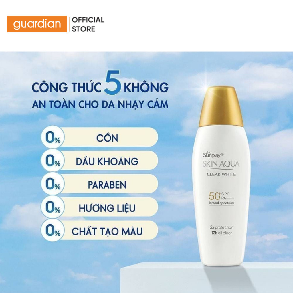 Sữa Chống Nắng Hỗ Trợ Dưỡng Da Trắng Mịn Sunplay Skin Aqua Clear White Spf50+ Pa++++ Guardian 55gr | BigBuy360 - bigbuy360.vn
