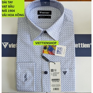 (1904 HVL) ÁO SƠ MI VIỆT TIẾN DÀI TAY VẢI HOA HỒNG HOA VĂN