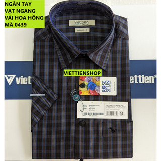   0439 Sn  ÁO SƠ MI VIỆT TIẾN NGẮN TAY VẠT NGANG VẢI HOA HỒNG 