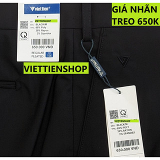 (ĐEN TRƠN QTR) QUẦN TÂY VIỆT TIẾN CÓ LY (KO ÔM - REGULAR)