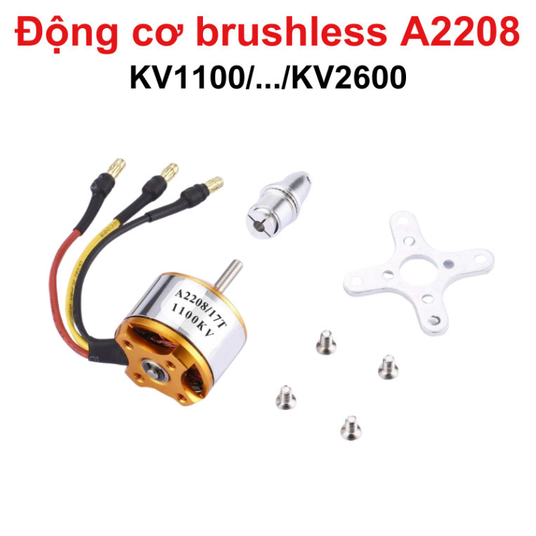 Động cơ không chổi than brushless A2208 trục 3.17mm 1100KV/1400KV/1800KV/2600KV