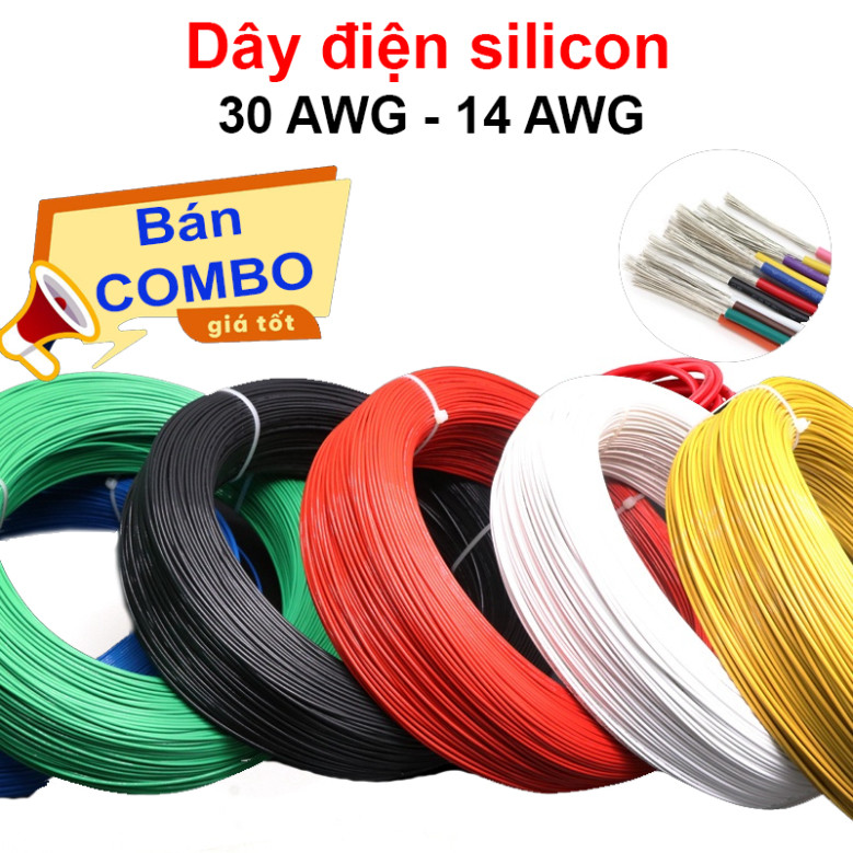 Dây điện silicon mềm chống cháy 14AWG - 30AWG