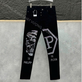  Quần Jean Nam Philipp Plein Đen Đính Đá 4 Cúc Quần Bò Đen Nam Đen PL Bản Cao Cấp 