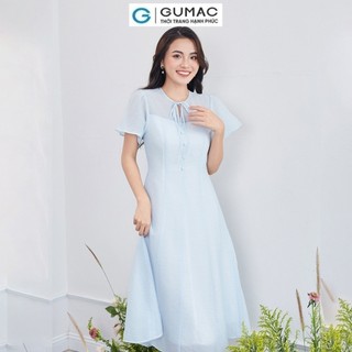 Đầm nữ GUMAC tơ đính nút  DD12039