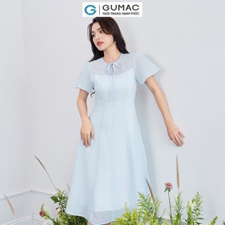 Đầm nữ GUMAC tơ đính nút  DD12039
