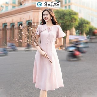 Đầm nữ GUMAC tơ đính nút  DD12039