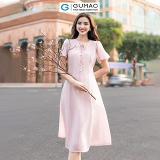 Đầm nữ GUMAC tơ đính nút  DD12039
